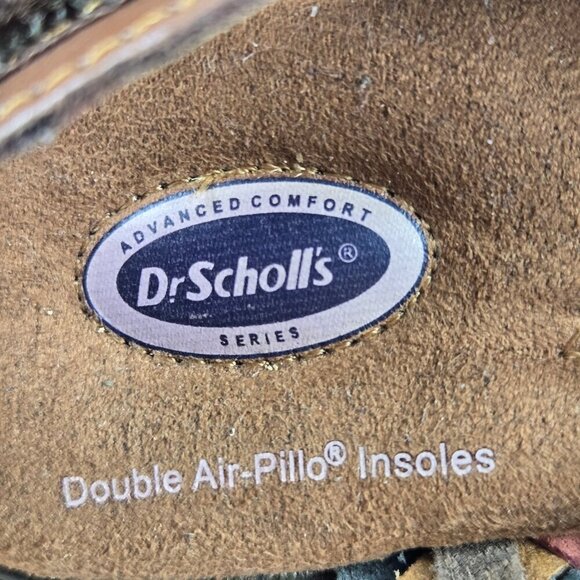 Dr Scholl's Size 8 Brown Leather Slingback Sandals Two-Tone Woven Cushioned - Picture 14 of 16